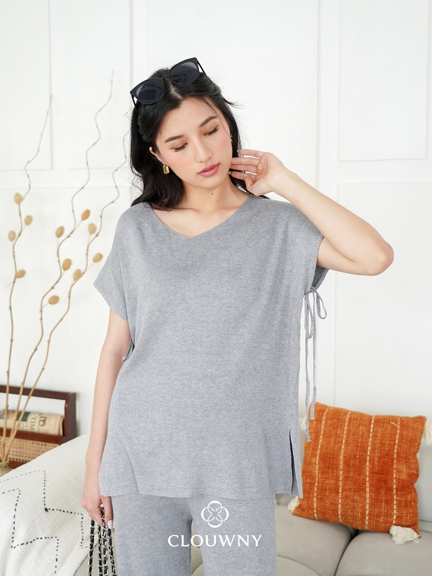 Kala Vneck Knit Set - Grey
