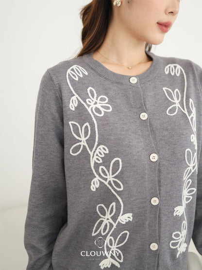 Brinda Button Cardigan - Grey