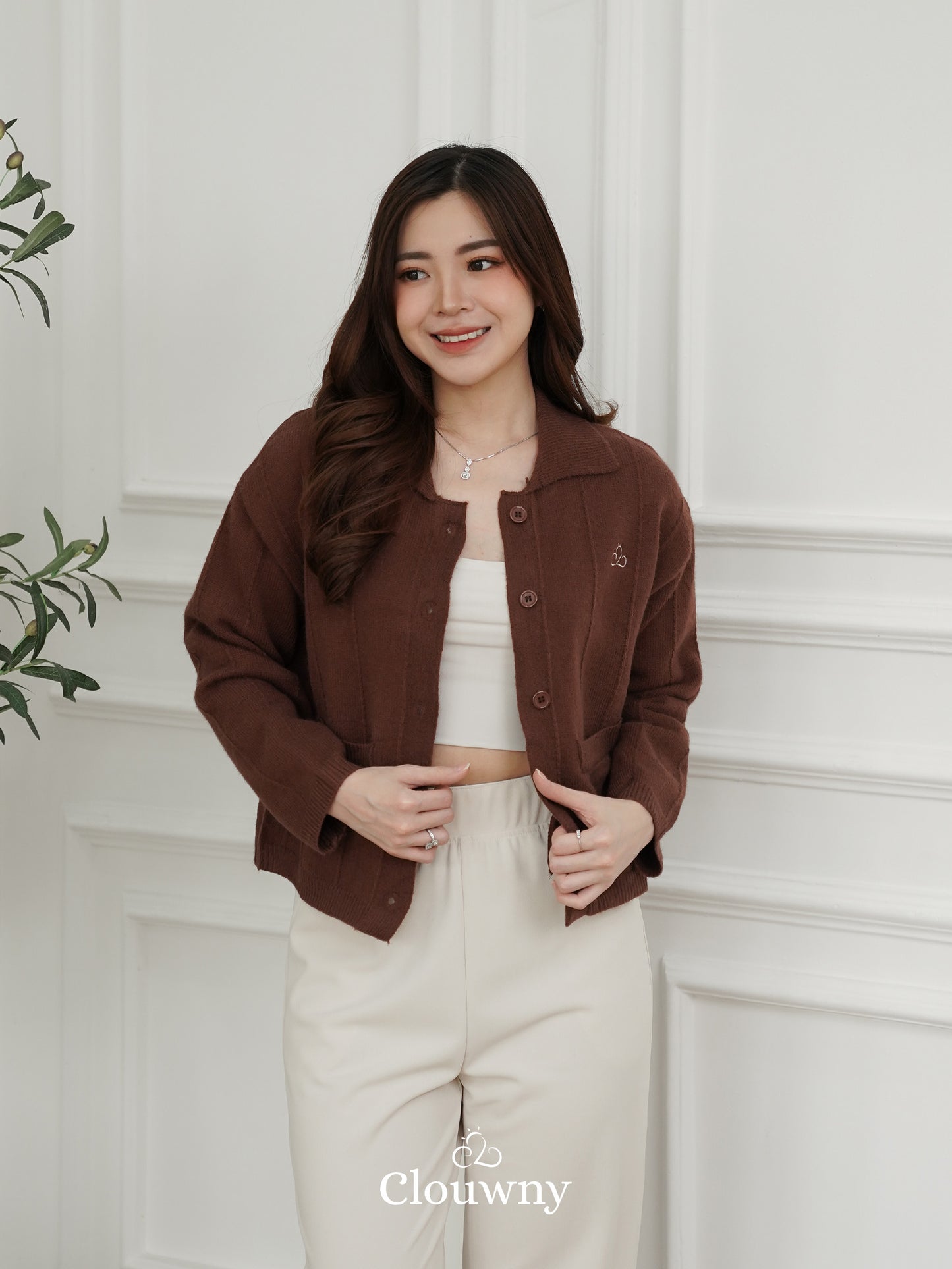 Gratia Pocket Knit Cardigan - Coffee