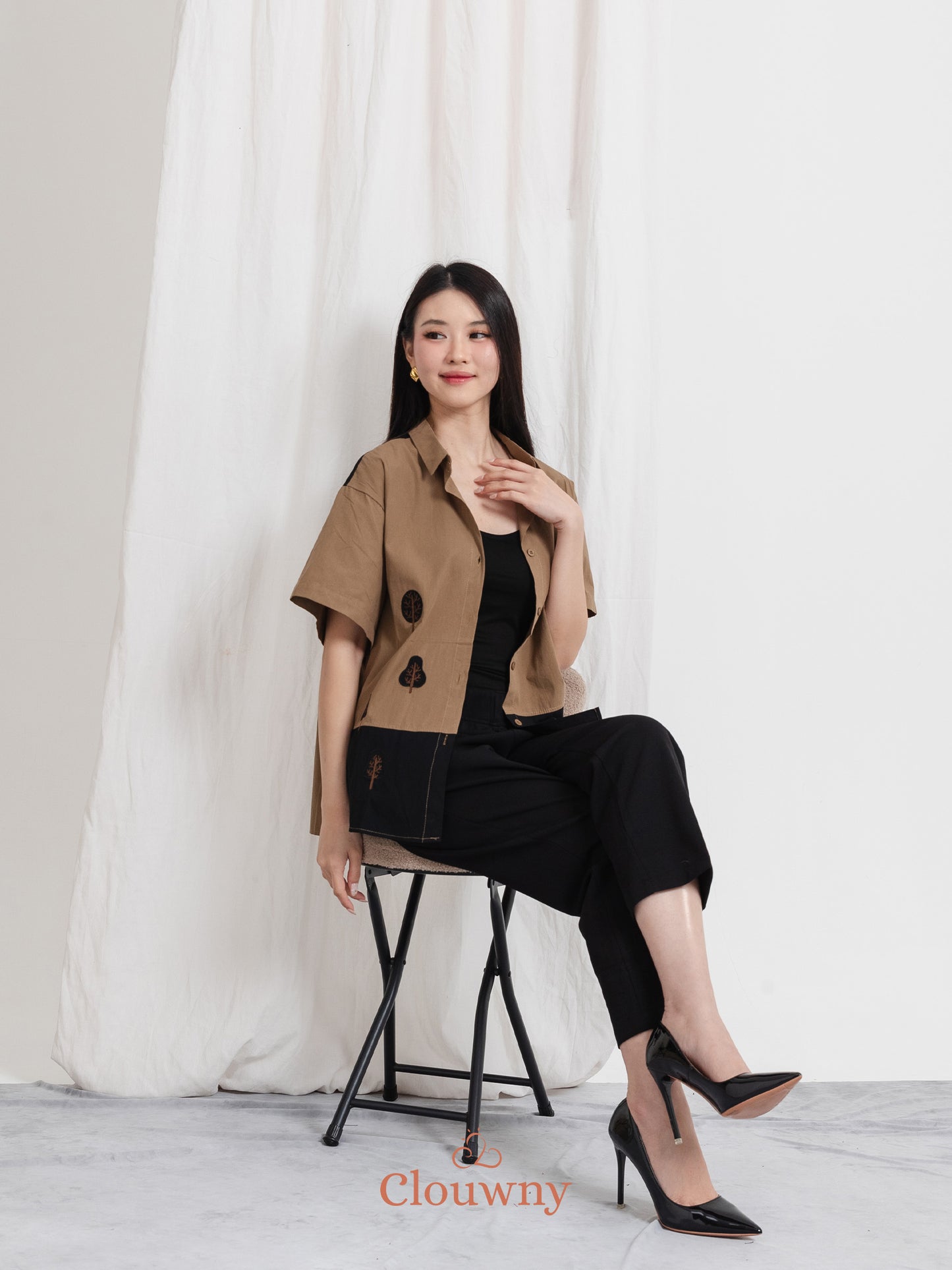 Yolka Cotton Shirt - Brown