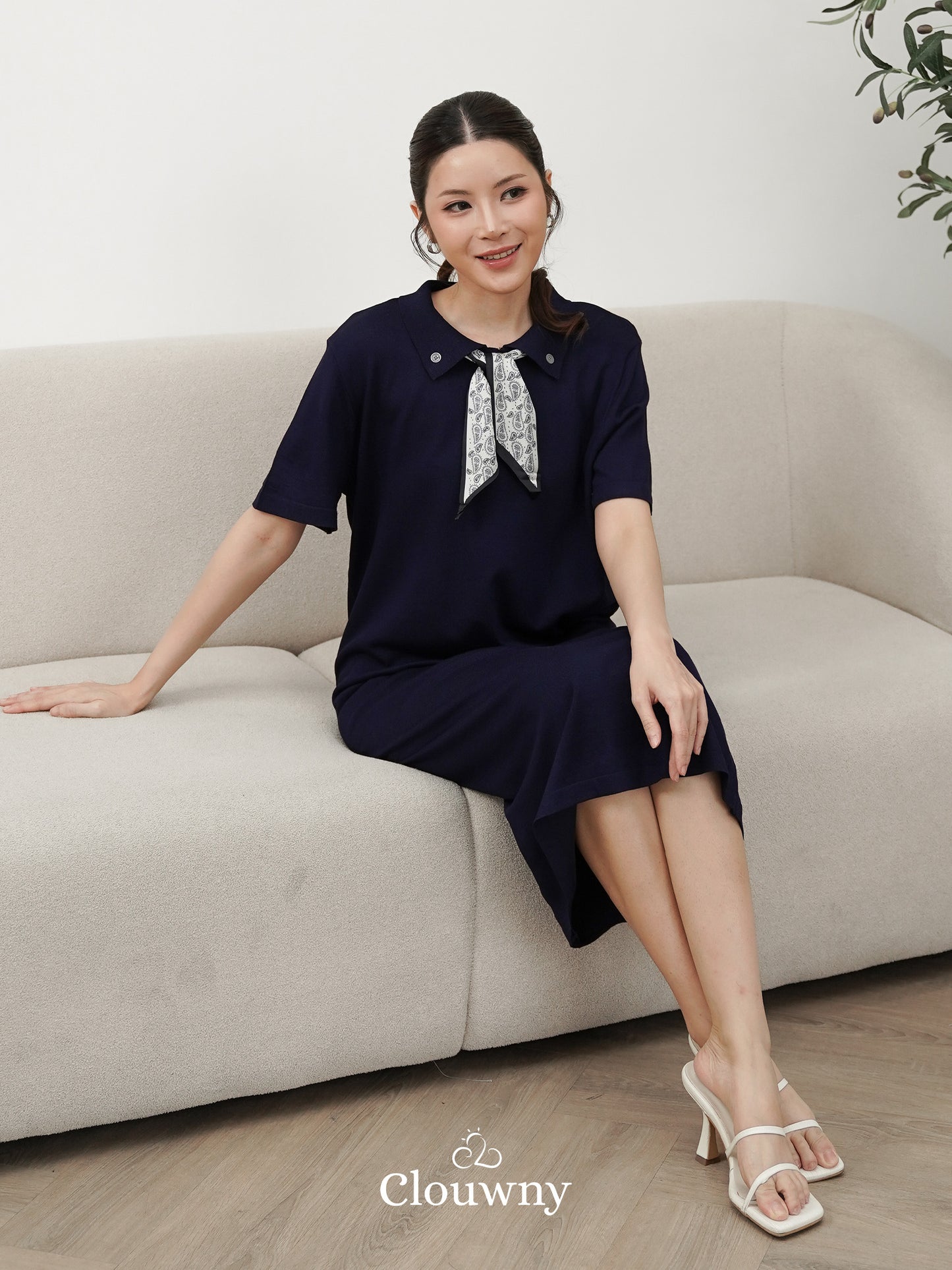 Analise Scarf Dress - Navy