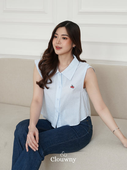 Abigail Cotton Blouse - Blue