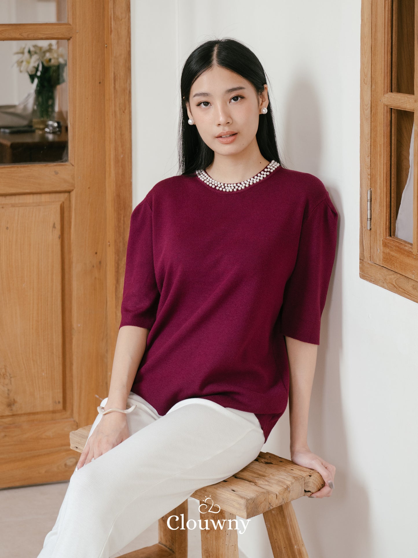 Itza Pearl Knit Top - Magenta