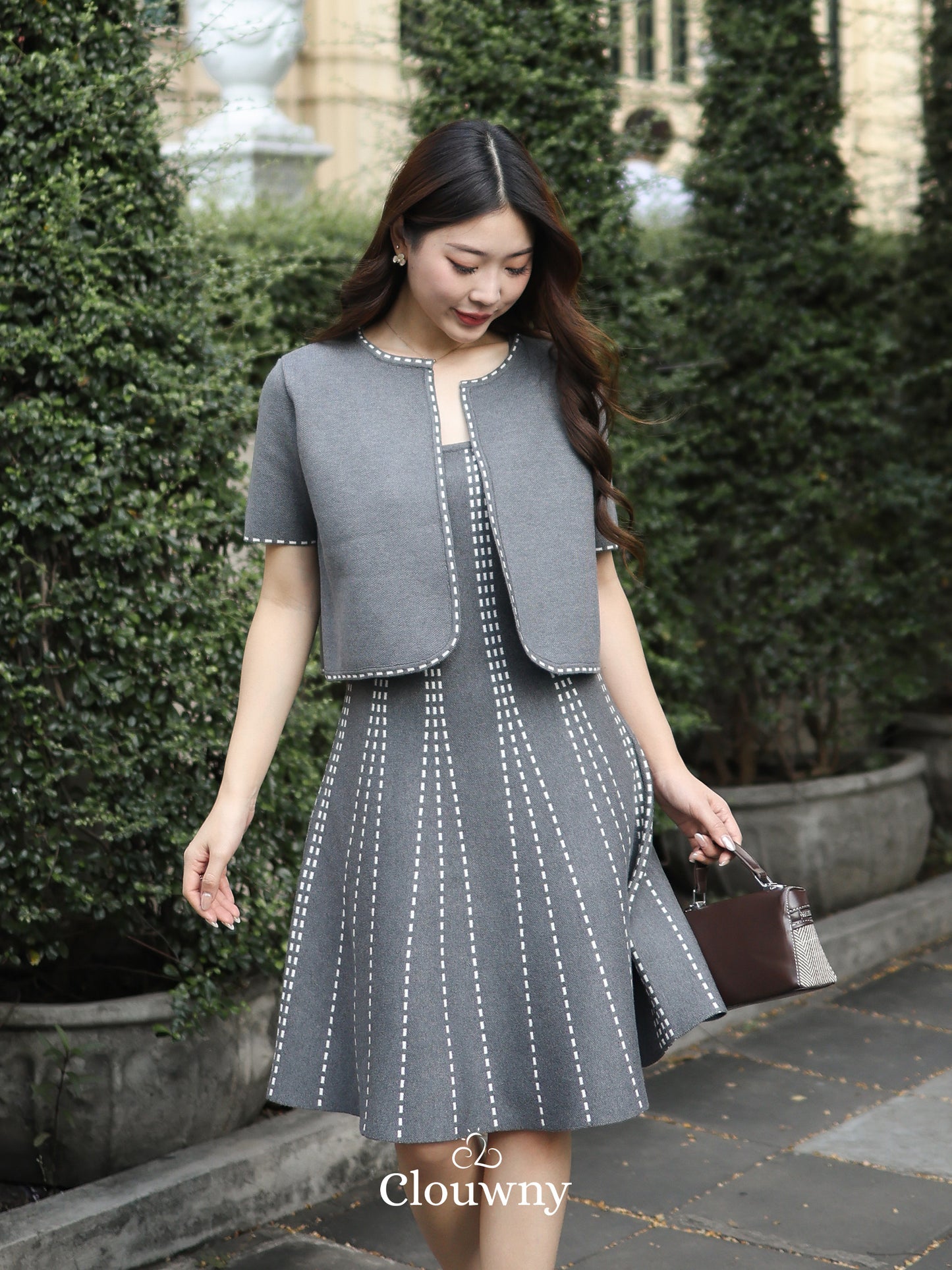 Girona Stitches Knit Set - Grey