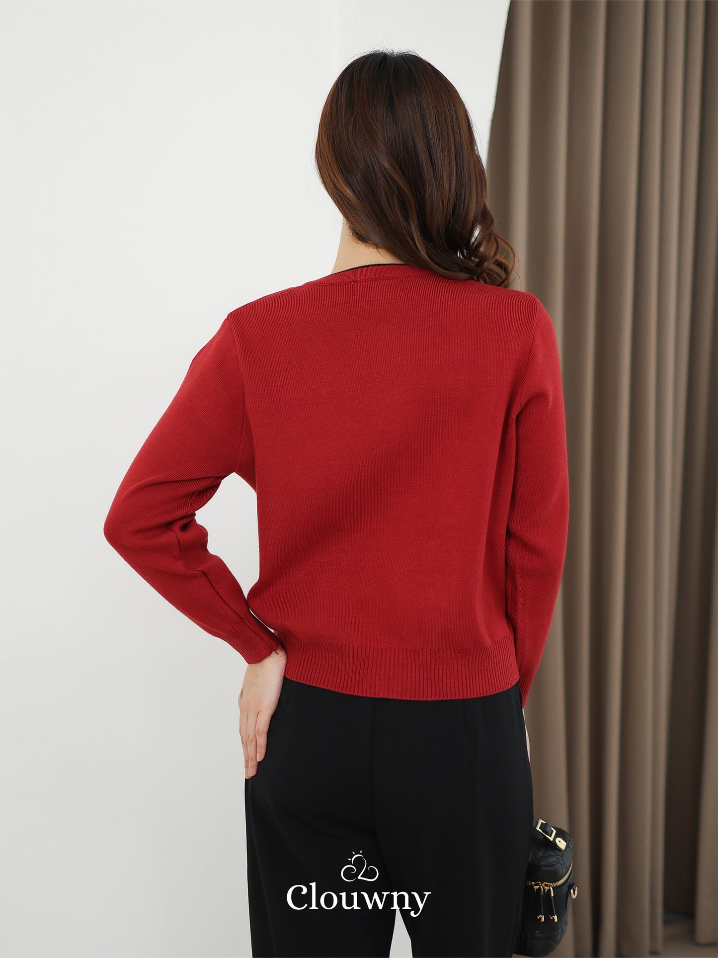 Fedora Button Knit Cardigan - Maroon