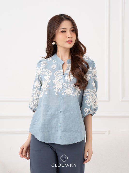 Indira Lace Blouse - Blue