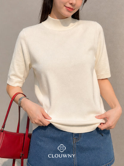 West Round Knit Top - White