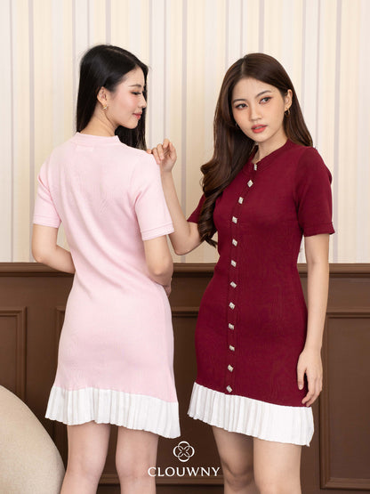 Zera Button Knit Dress - Soft Pink