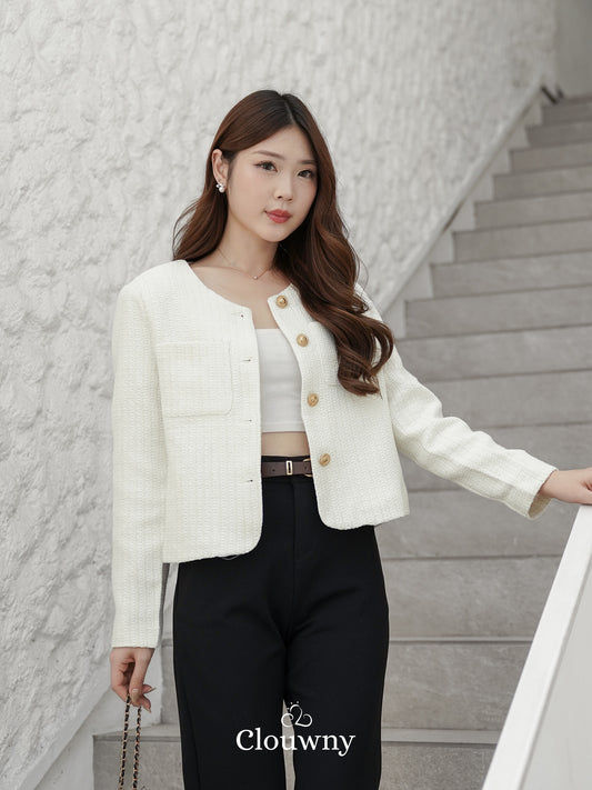 Davia Tweed Blazer - White