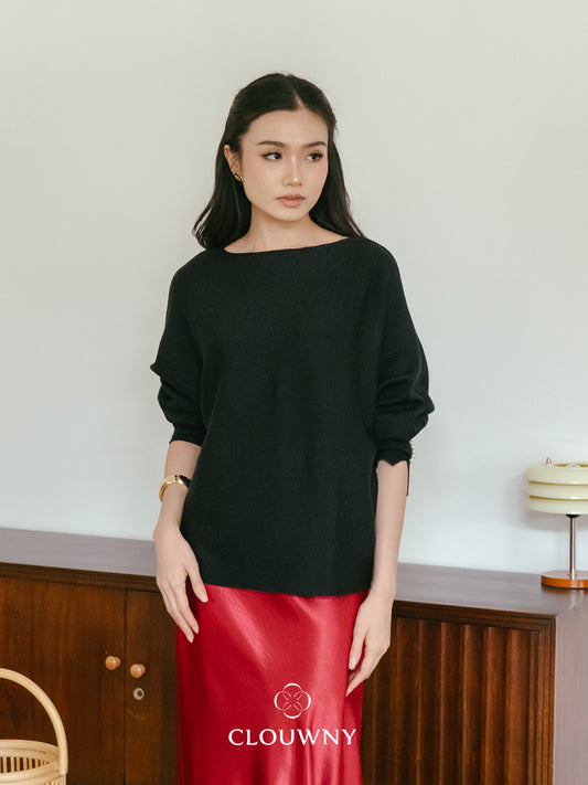 Arvi Glitter Batwing Top - Black