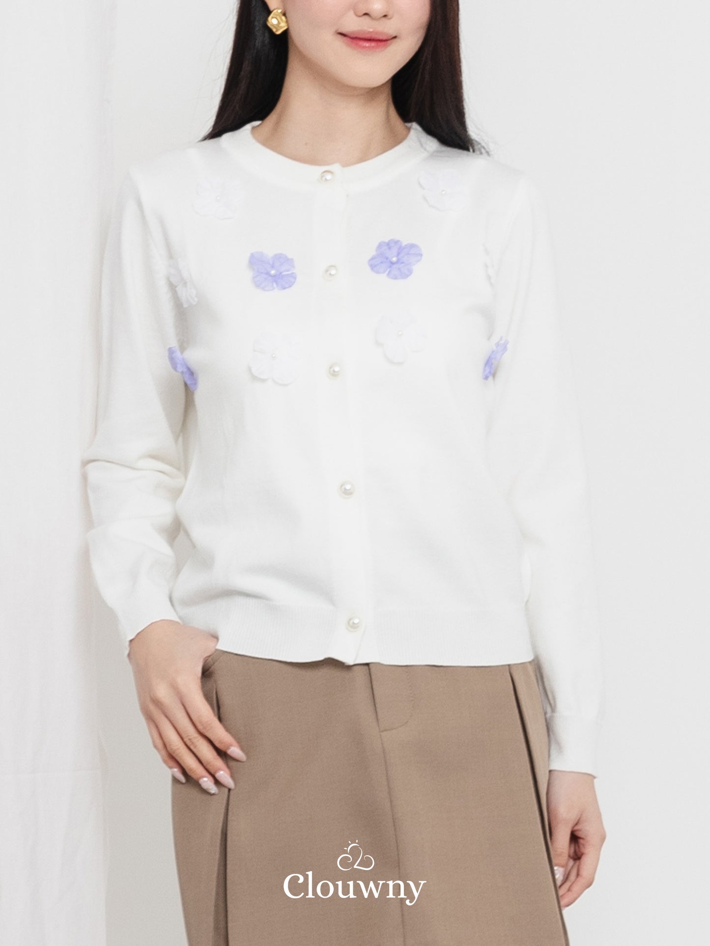 Oxa Button Knit Cardigan - White