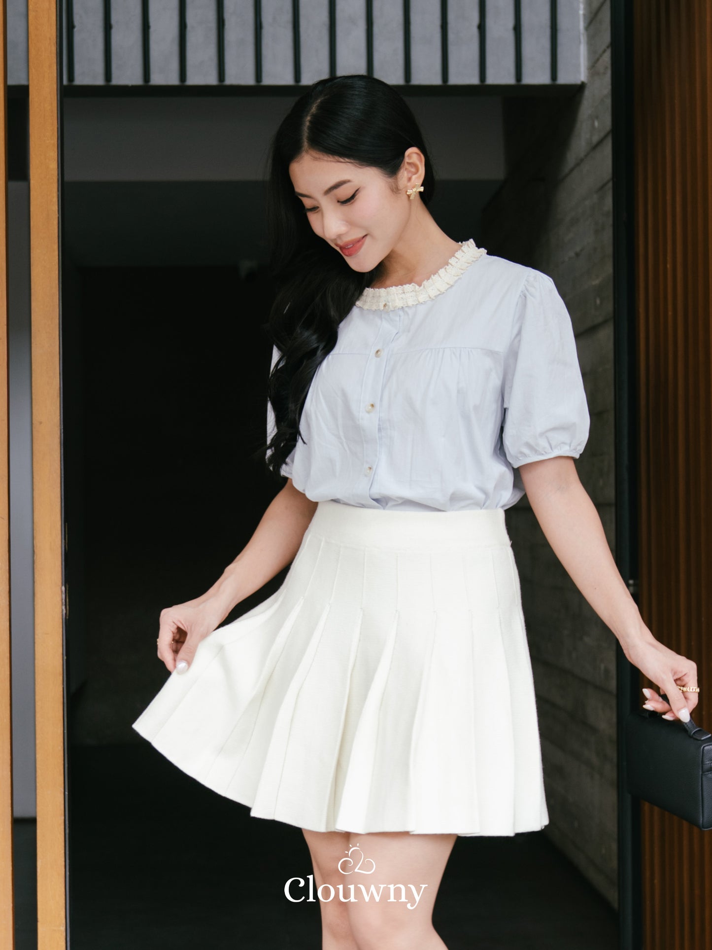 Machi Collar Lace Blouse - Blue