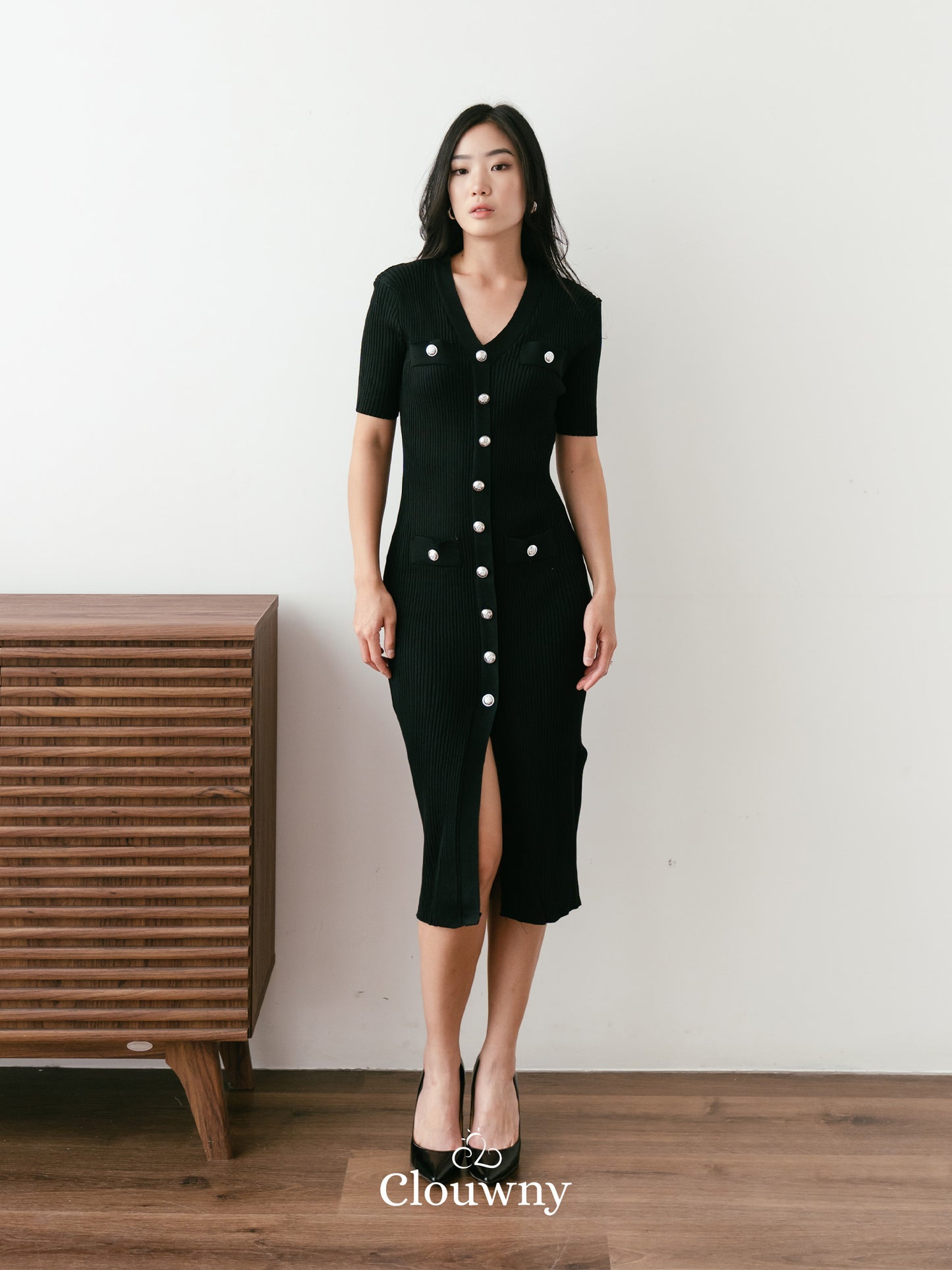 Edmond Button Dress - Black