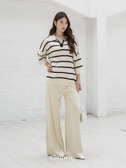 Set Garis Natasya - Krem
