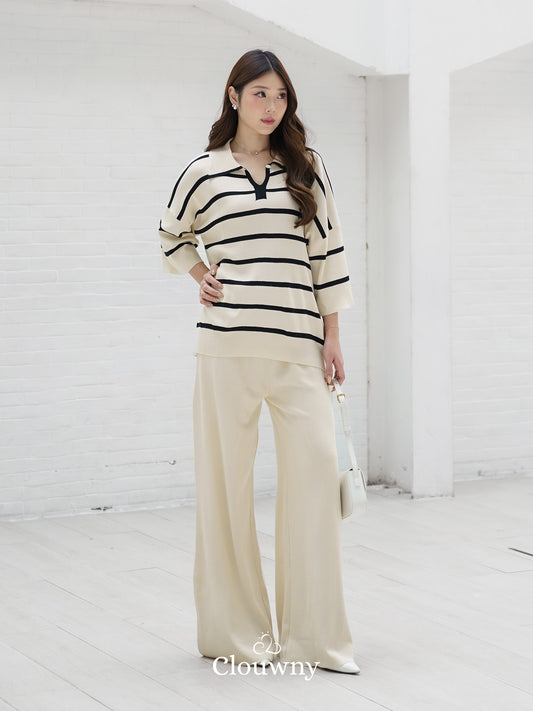Set Garis Natasya - Krem