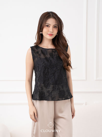 Asoka Embroidery Lace Top - Black