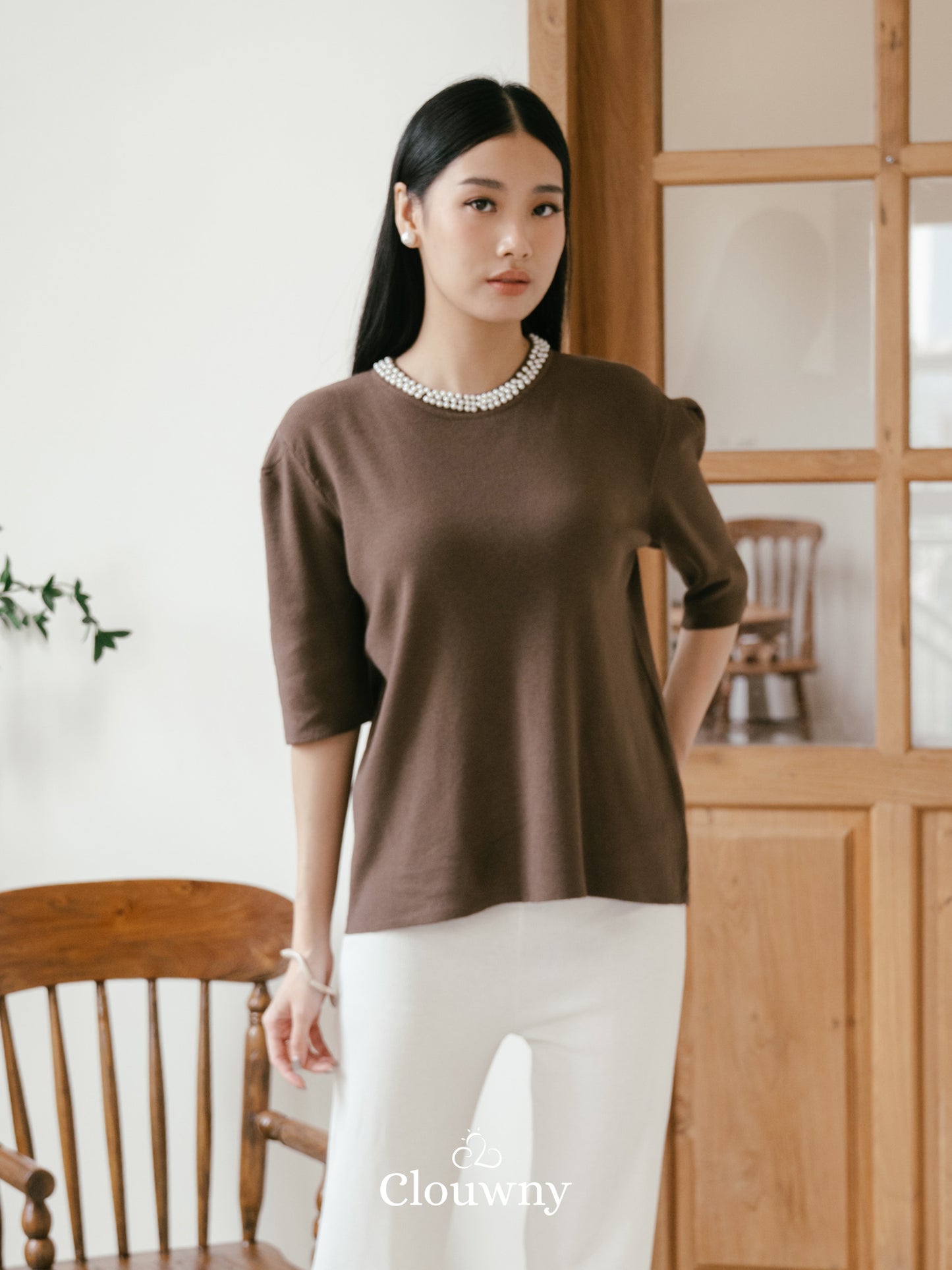 Itza Pearl Knit Top - Coffee