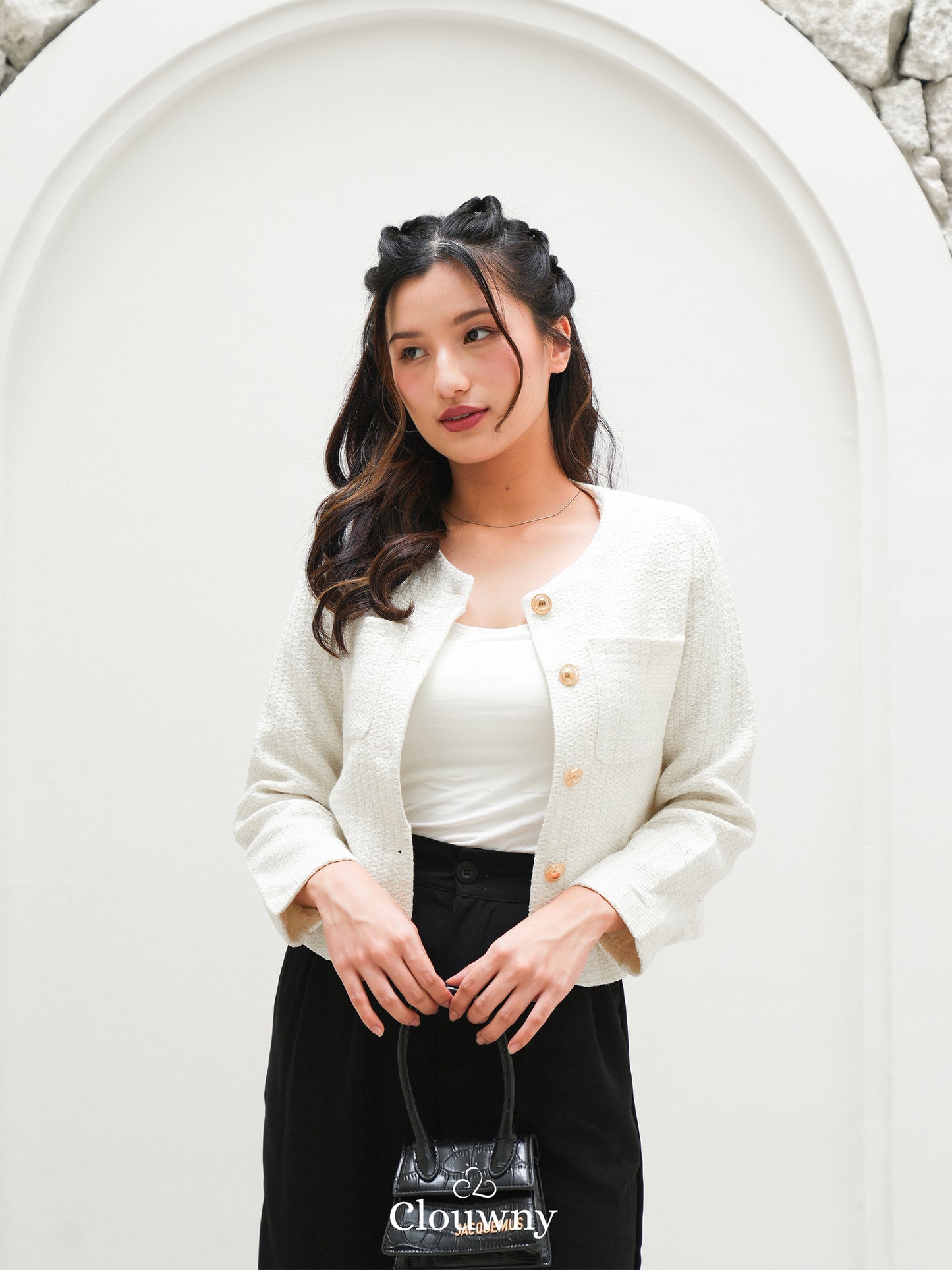 Davia Tweed Blazer - White