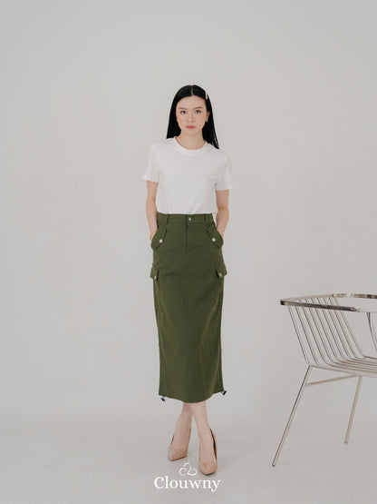 Dex Cargo Denim Skirt - Army