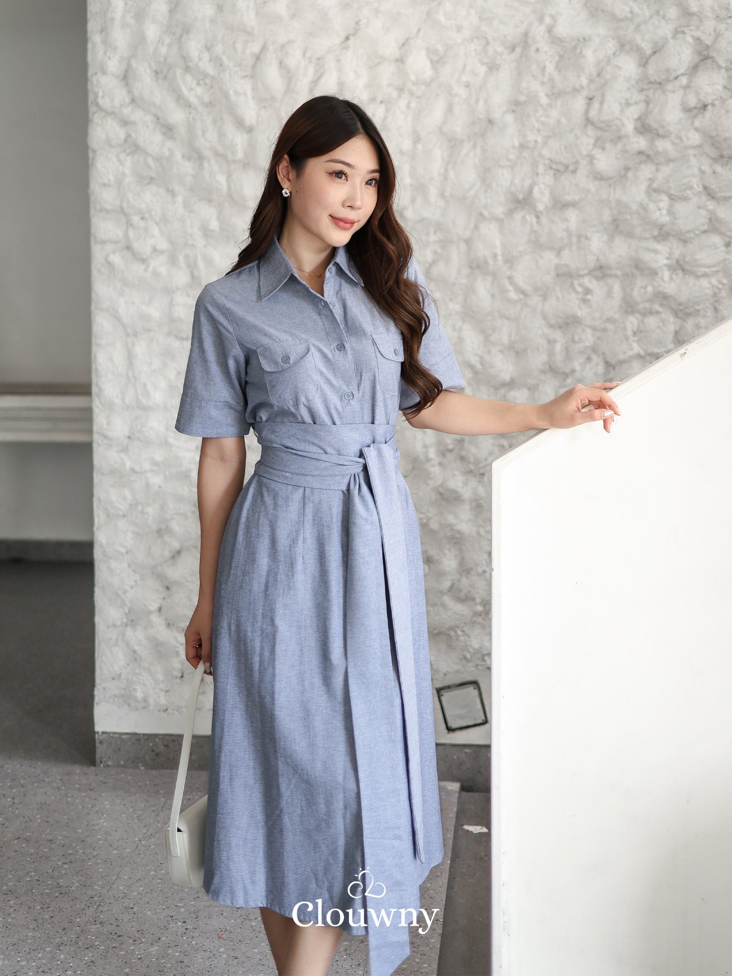 Standford Button Dress - Blue