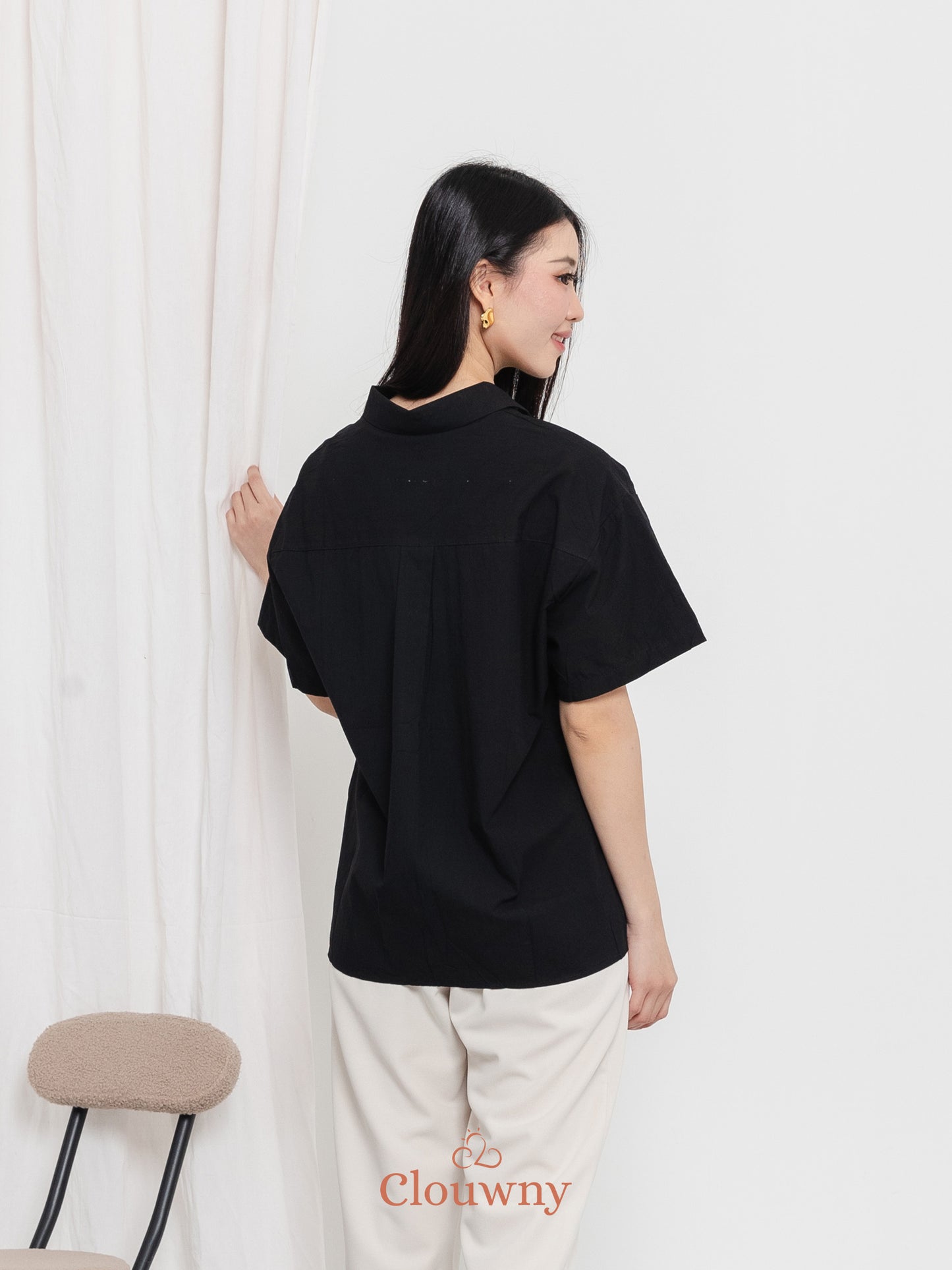 Leaves Cotton Shirt - Black