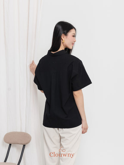 Leaves Cotton Shirt - Black