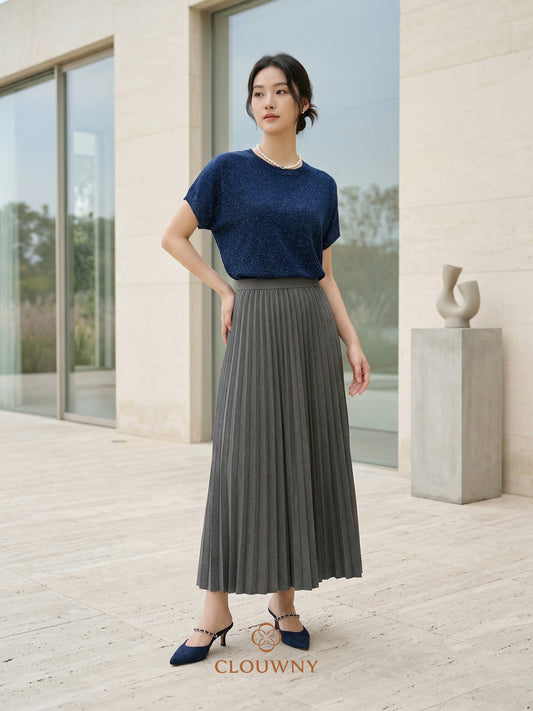 Aretha Pleated Skirt - Grey
