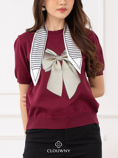 Centre Ribbon Top - Maroon