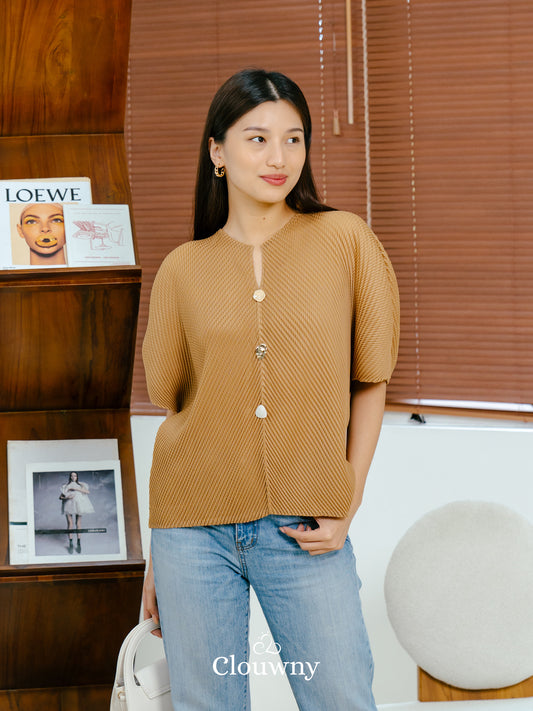 Spire Pleats Blouse - Khaki