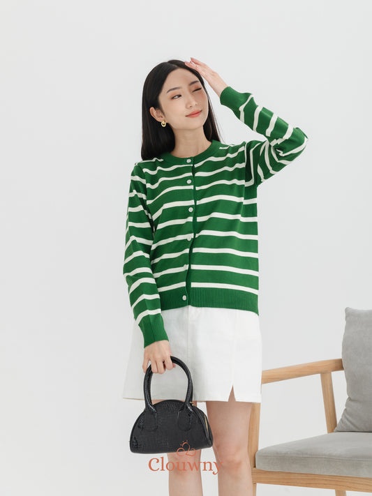 Naomi Stripes Cardigan - Green