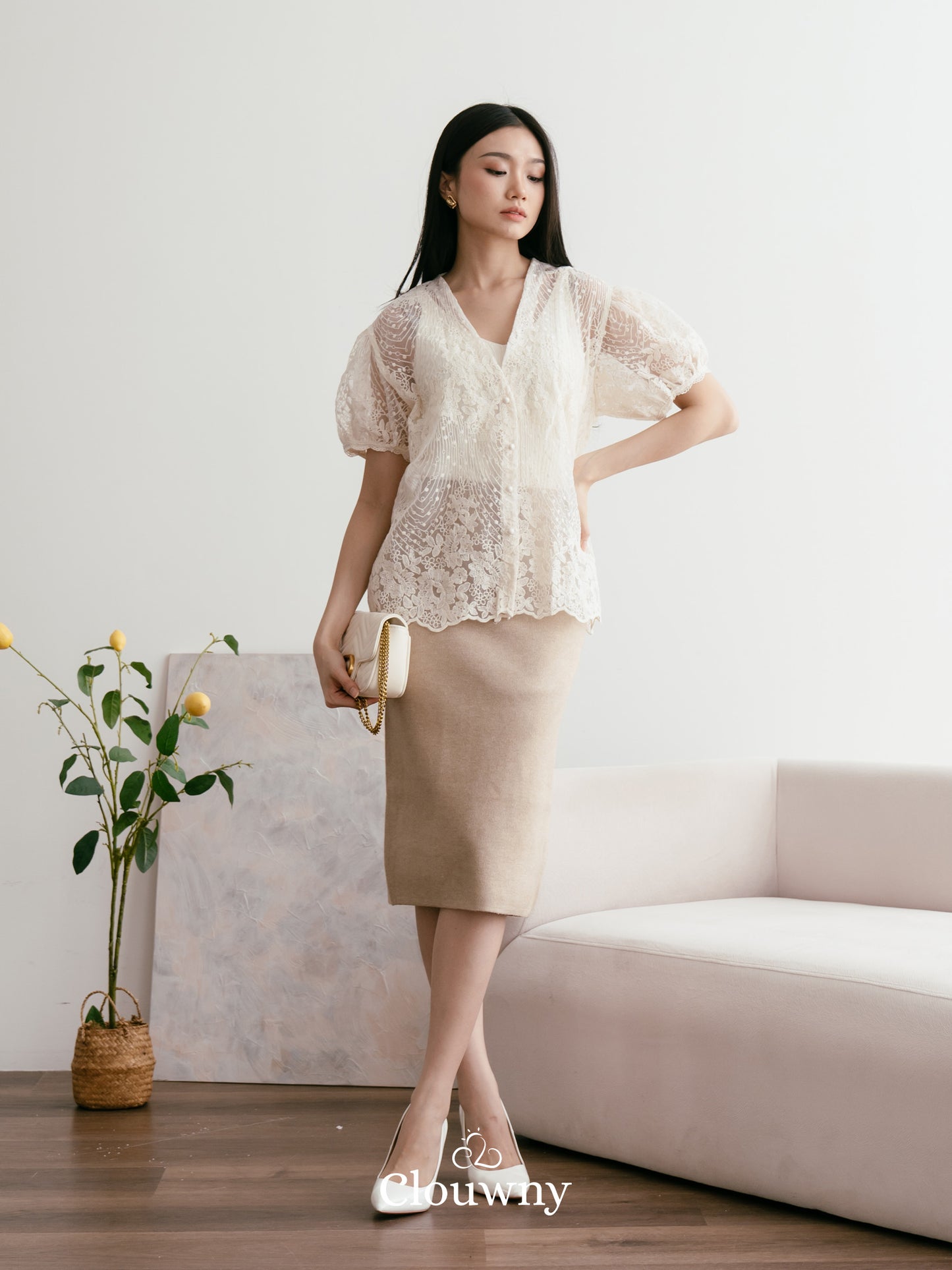 Lotus Lace Blouse - Cream