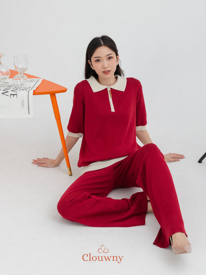 Zippy Knit Set - Maroon