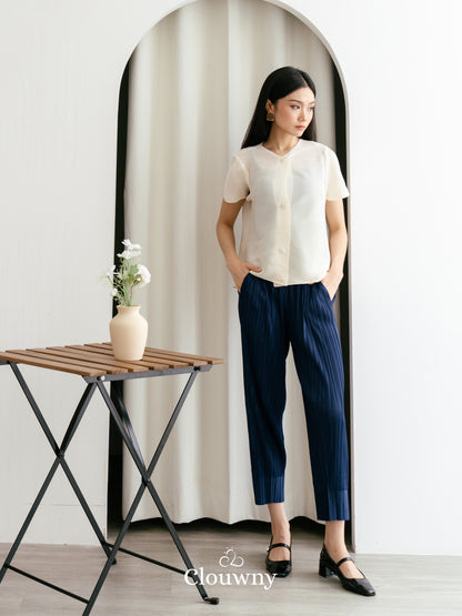 June Basic Pleats Pants - Navy