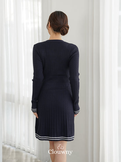 Scarlet Longsleeve Knit Dress - Navy