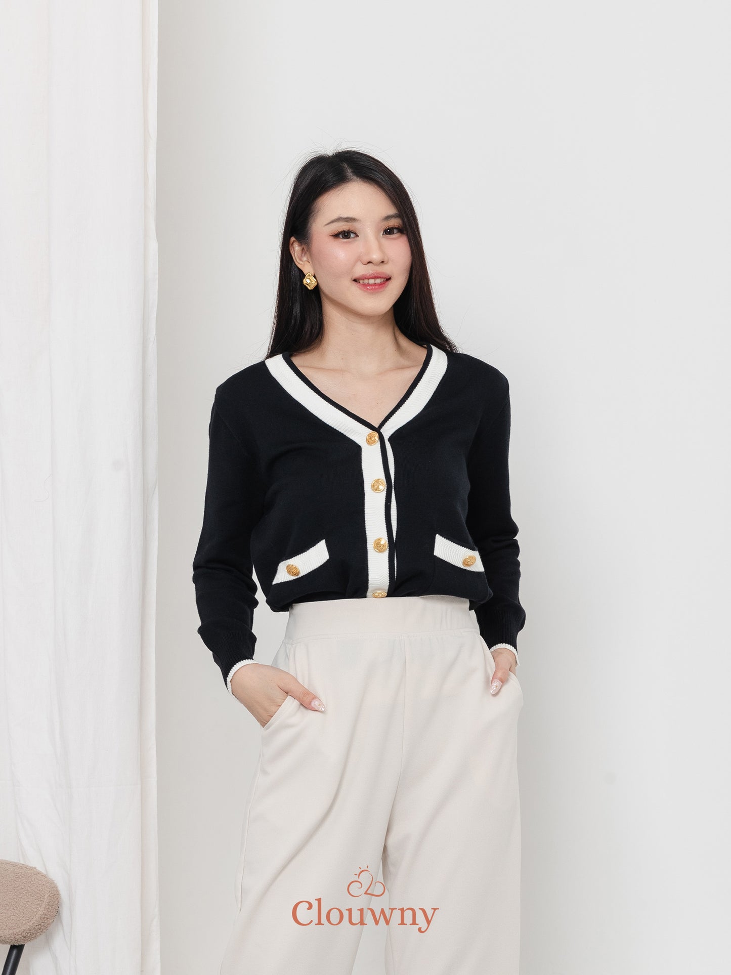 Morza Button Knit Cardigan - Black