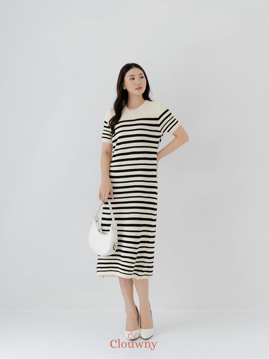 Mona Stripes Dress - White