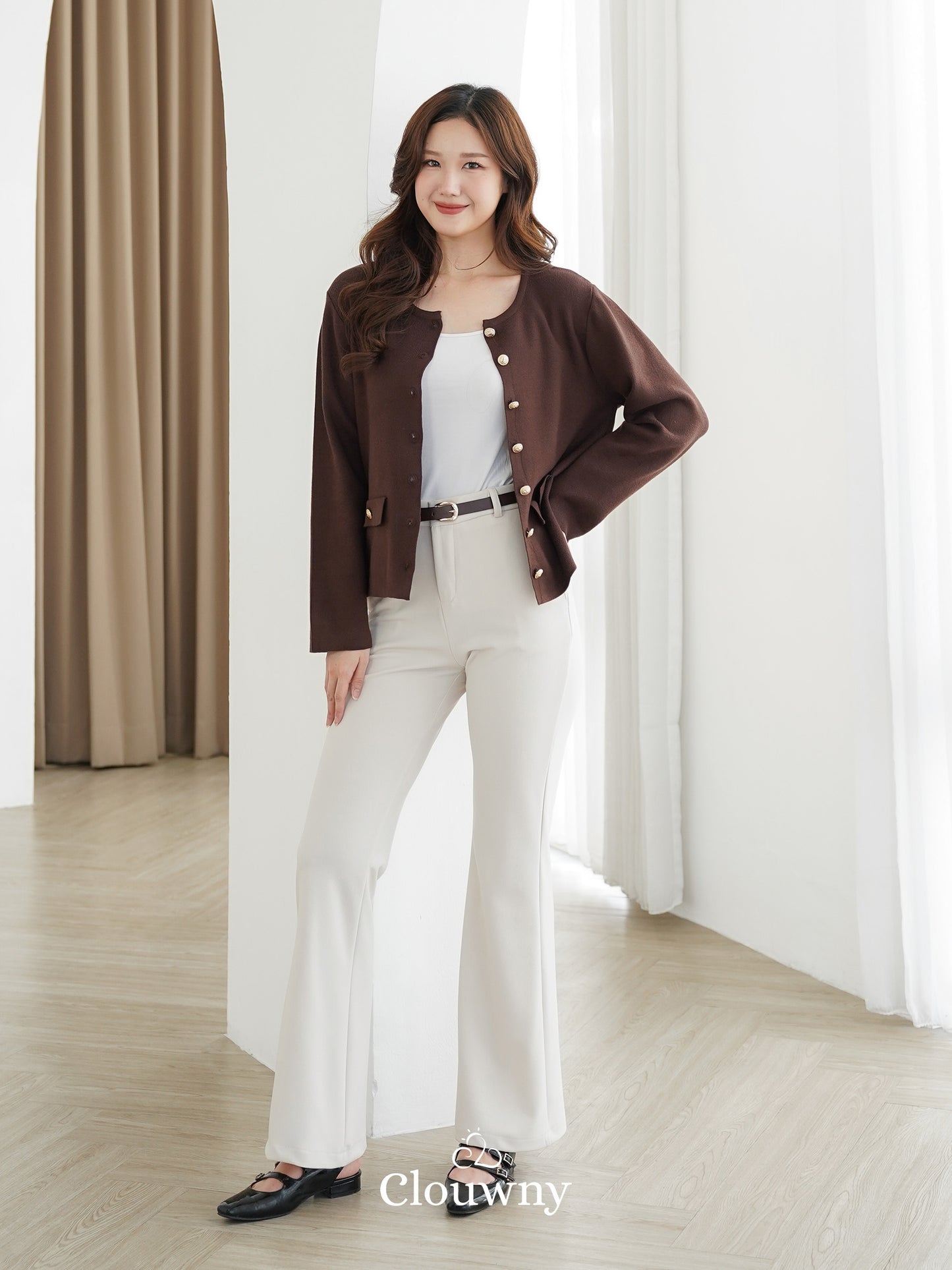 Luxen Button Cardigan - Coffee