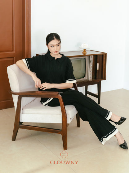 Aureli Collar Knit Set - Black