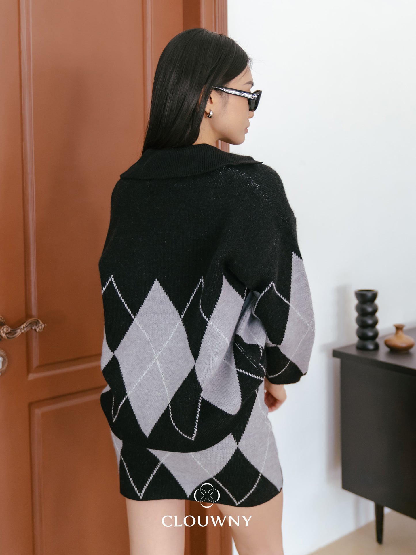 Bellis Vneck Knit Set - Black