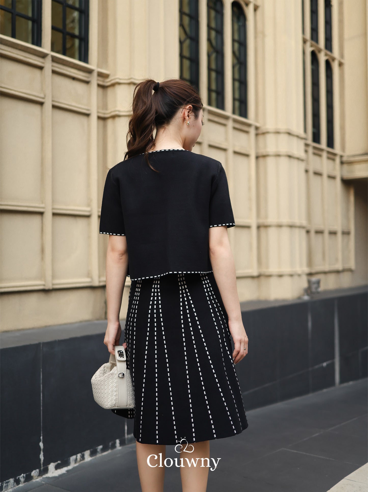 Girona Stitches Knit Set - Black