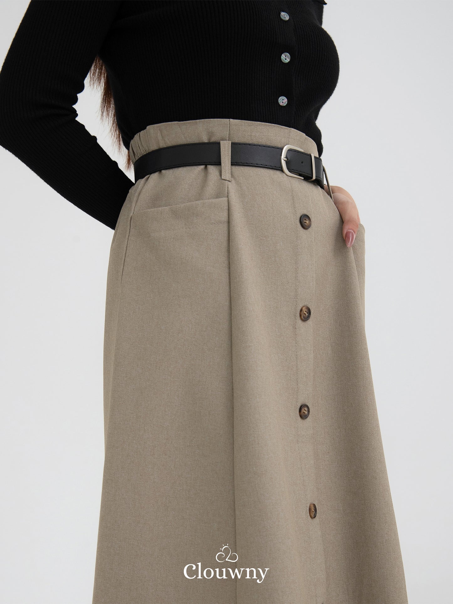 Carol Belt Skirt - Khaki