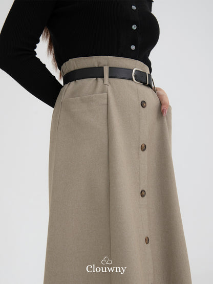 Carol Belt Skirt - Khaki