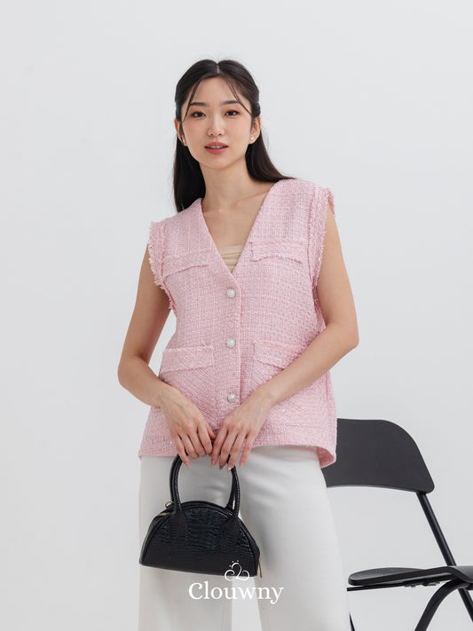 Nada Tweed Vest - Pink