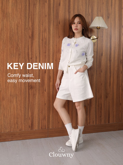 Key Denim Short Pants - White