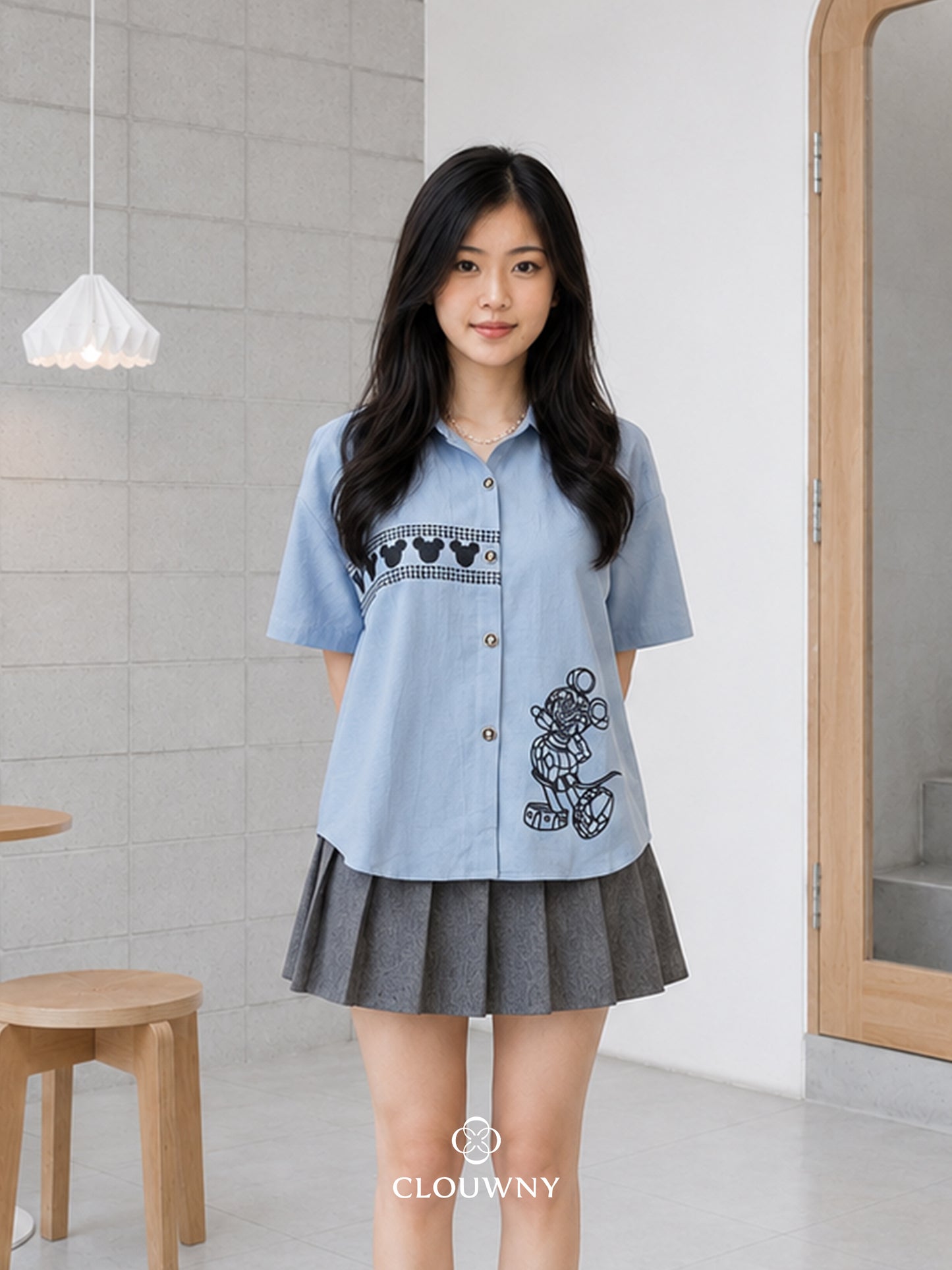 Four Grafis Button Cotton Shirt - Blue
