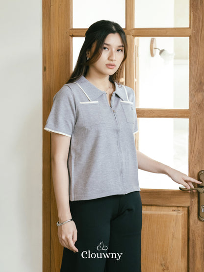 Mesa List Zipper Top - Grey