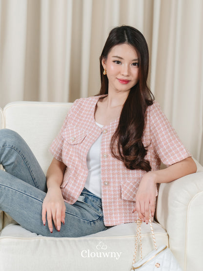 Naoka Tweed Top - Pink