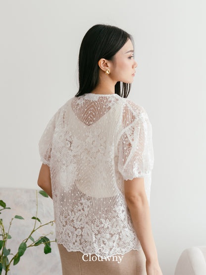 Lotus Lace Blouse - White