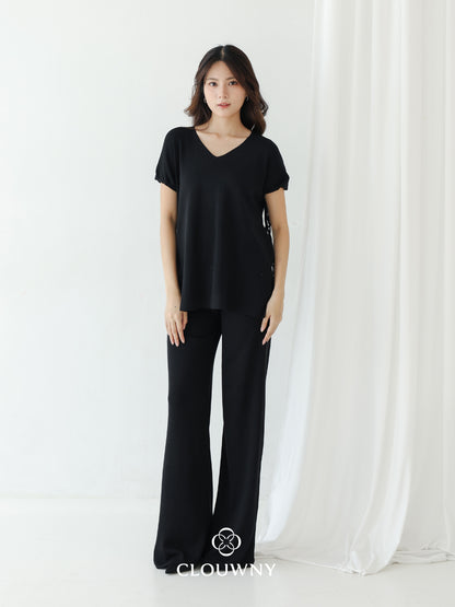 Kala Vneck Knit Set - Black