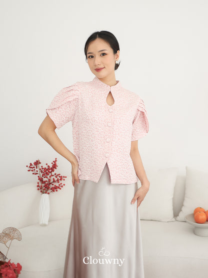 Jiro Button Qipao Top - Pink